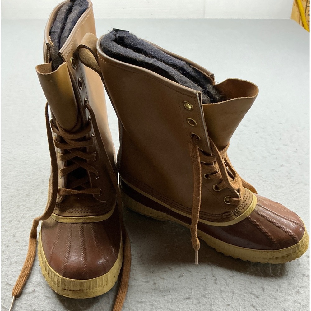 Sorel Vintage Premium Leather Duck Boots Brown Size 9 Winter Snow Waterproof